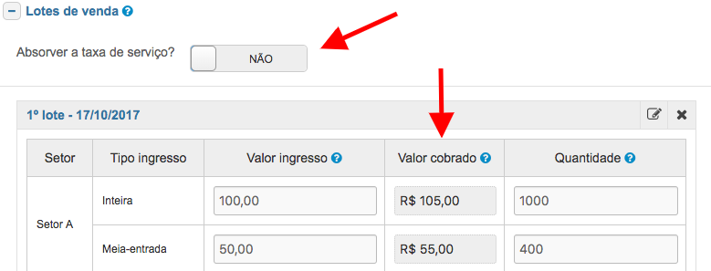 Cobrar taxa de serviço