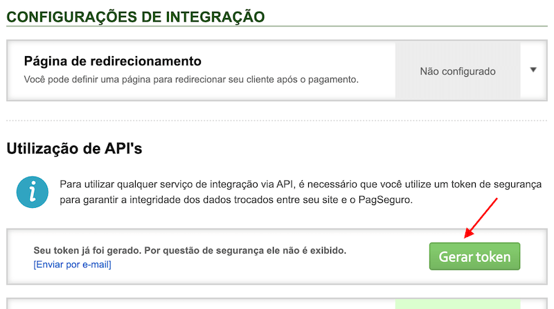 Gerando o Token do Pagseguro