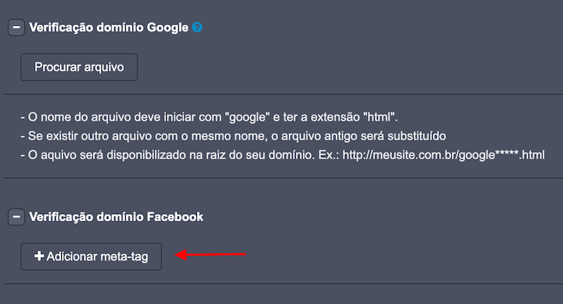 Adicionando a meta-tag do Facebook no site de eventos